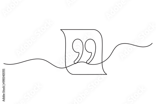 Quote document one line art featuring editable stroke and minimalist vector illustration style