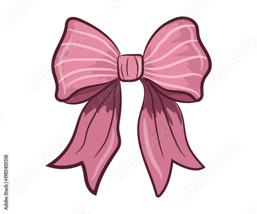 Cute Pink Coquette Bow Illustration with Ribbon Aesthetic