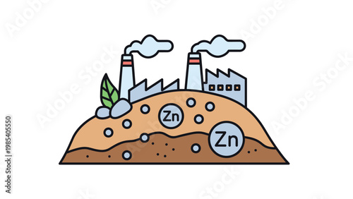 Industrial factory located on land rich in zinc mineral deposits shows the relationship between mining and manufacturing.