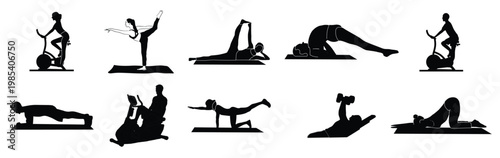 workout girl and boy set both are doing fitness and yoga