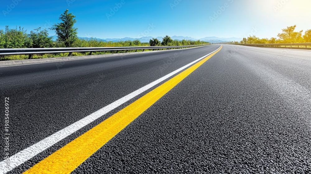 Obraz premium asphalt road with yellow and white lines