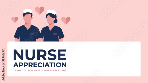 A Modern Nurse Appreciation Campaign System promoting gratitude and recognizing the dedication of healthcare professionals with hearts and thanks for their invaluable service