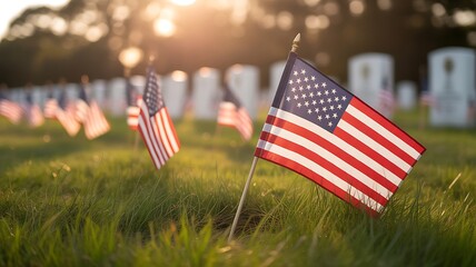 American flags at arlington national cemetery a memorial day remembrance