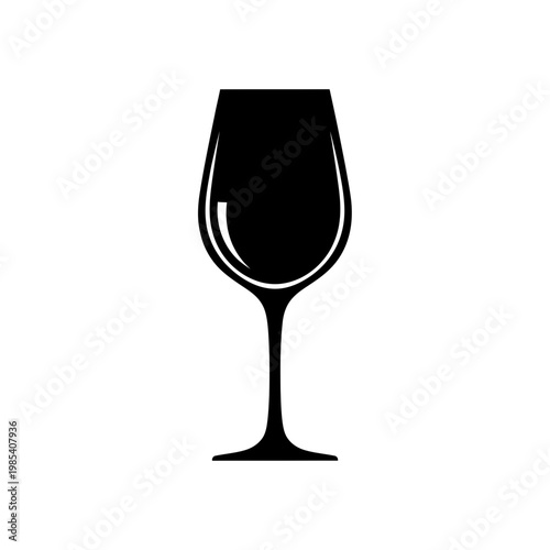 Minimalist Silhouette of Empty Wine Glass on White Background