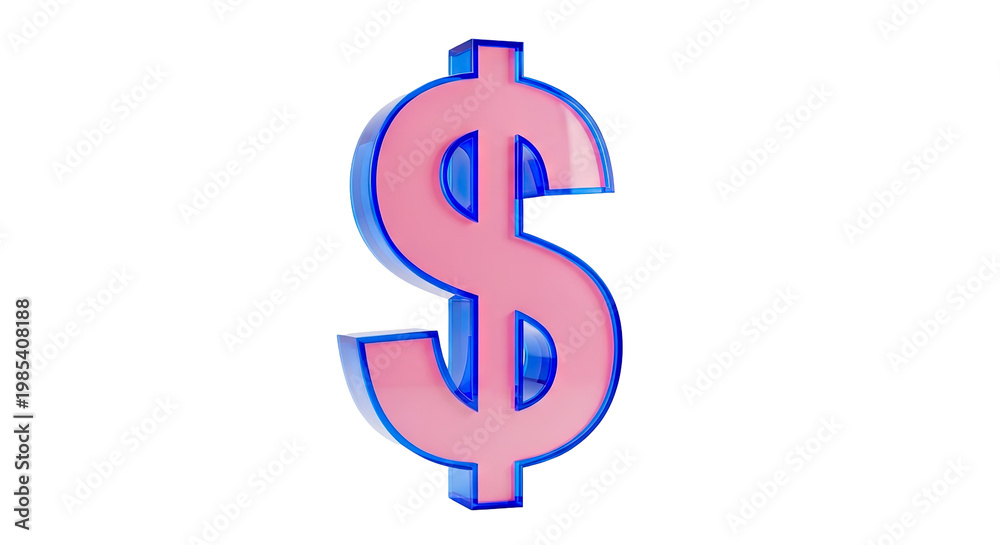 Obraz premium 3D Pink and Blue Dollar Sign