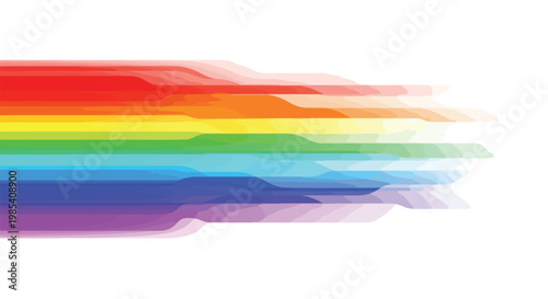 A vibrant rainbow-colored brush stroke on a white background with a textured, multicolored effect.