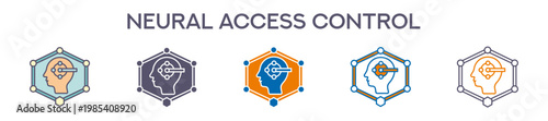 Neural Access Control Element For Design Graphic - Multi Styles. Vector Illustration Of Two Colored And Black. Multiple Icons Designs Can Be Used For Mobile, Ui, Web 
