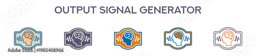 Output Signal Generator Element For Design Graphic - Multi Styles. Vector Illustration Of Two Colored And Black. Multiple Icons Designs Can Be Used For Mobile, Ui, Web 