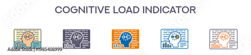 Cognitive Load Indicator Element For Design Graphic - Multi Styles. Vector Illustration Of Two Colored And Black. Multiple Icons Designs Can Be Used For Mobile, Ui, Web 