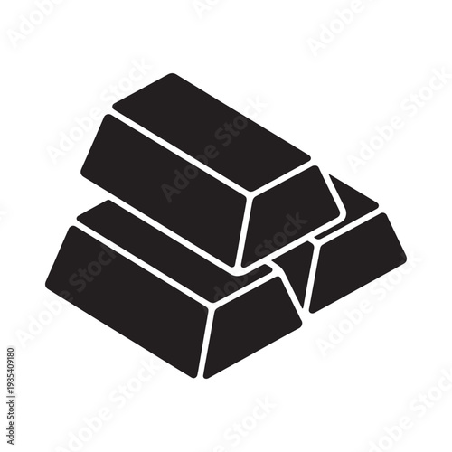 A stack of stylized black gold bars presented in a simple graphic design