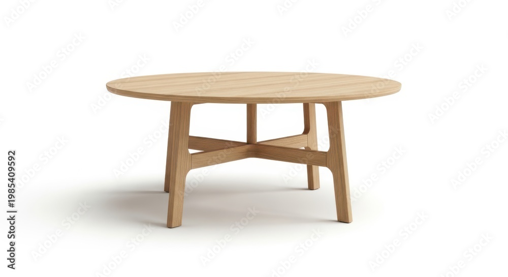 Fototapeta premium Modern round wooden coffee table isolated on white background