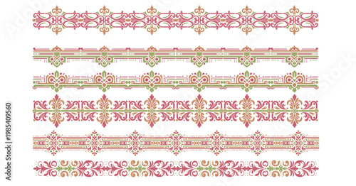 Decorative floral border pack with ornamental vintage design for graphic design and seamless patterns