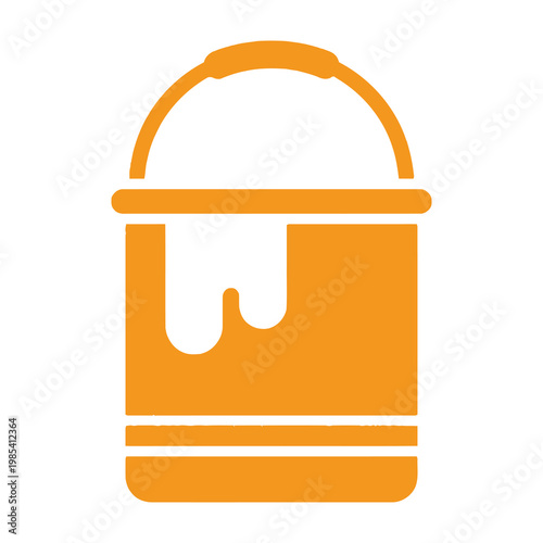 Orange paint bucket with handle icon
