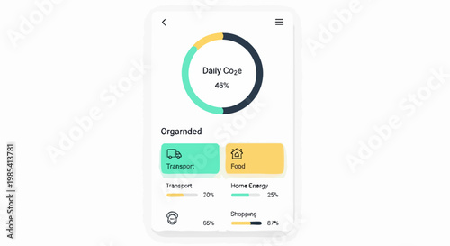 Organized Financial Application: A user-friendly digital interface showcases organized expense tracking, depicting financial data with vibrant graphics for essential categories.