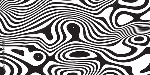 Abstract twisting whirl motion and 3D illusion in abstract op art striped lines pattern with layered swirl depth and contemporary op art style, creative background