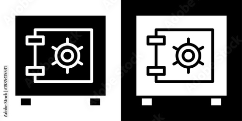 Safe deposit icon in solid style representing secure storage, banking vault, asset protection, financial security and safety system concept.