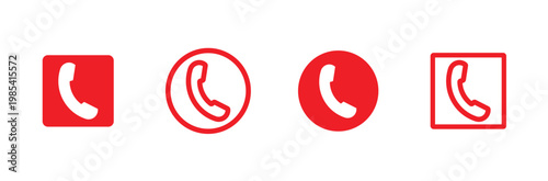  Phone icon in flat style. Vector call icon set. Phone icon button. cell phone icon in flat style. Hang up, decline, end, logo button set illustration.