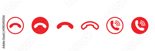  Phone icon in flat style. Vector call icon set. Phone icon button. cell phone icon in flat style. Hang up, decline, end, logo button set illustration.