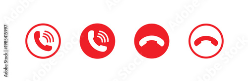  Phone icon in flat style. Vector call icon set. Phone icon button. cell phone icon in flat style. Hang up, decline, end, logo button set illustration.