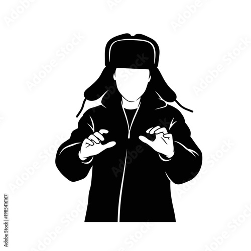 A man wearing a traditional fur hat with earflaps, a concept of winter clothing and cultural heritage