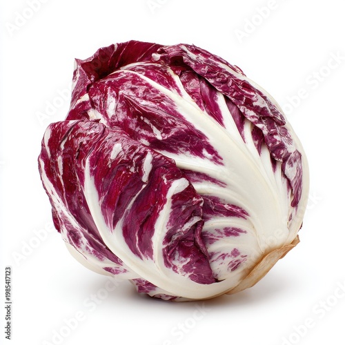 Radicchio Vegetable Isolated on White Studio Background with Natural Lighting Crisp Leafy Edible Plant