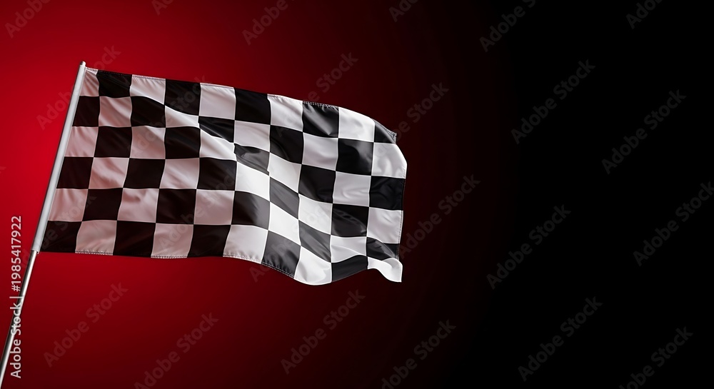 Fototapeta premium A checkered flag against a gradient red and black backdrop