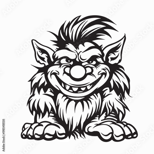 Scandinavian Troll Mythical Creature Vector Illustration