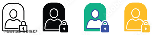 Document with user profile icon and padlock, representing personal data security and privacy protection, secure file access concept, identity protection symbol, modern minimal vector illustration 