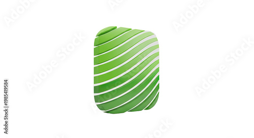 Abstract Green and White Curved Stripes Object