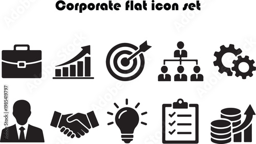 corporate flat icon set 