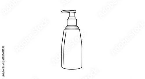 Minimalist illustration of a pump bottle for facial toner on a white background, showcasing sleek design and clean lines