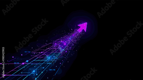 A modern, abstract design featuring glowing neon lines and spheres against a dark background. Ideal for tech websites, digital art, or futuristic pres