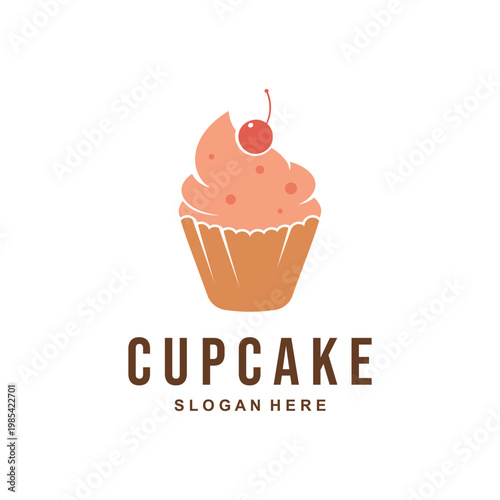 Cupcake Vector Logo Template. Logo for Cake Shop, Sticker, Label, etc.