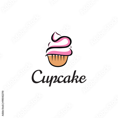 Cupcake Vector Logo Template. Logo for Cake Shop, Sticker, Label, etc.