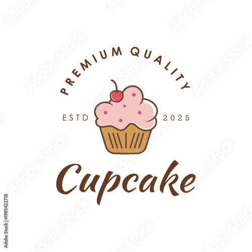 Cupcake Vector Logo Template. Logo for Cake Shop, Sticker, Label, etc.