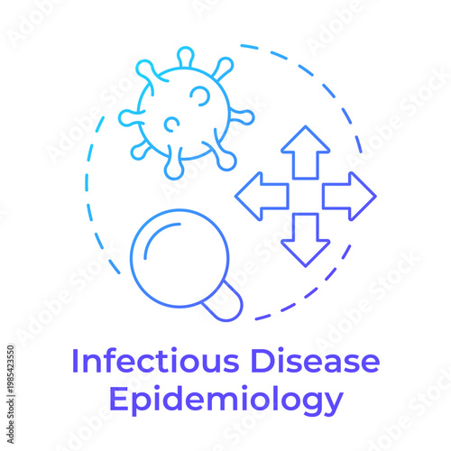 Infectious disease epidemiology blue gradient concept icon. Microbiology research, analytic epidemiology. Round shape line illustration. Abstract idea. Graphic design. Easy to use in presentation