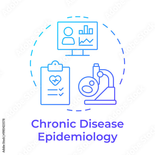 Chronic disease epidemiology blue gradient concept icon. Health conditions, risk factors. Round shape line illustration. Abstract idea. Graphic design. Easy to use in presentation, booklet