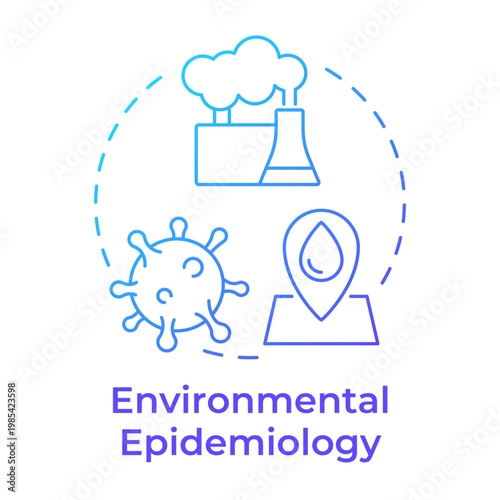 Environmental epidemiology blue gradient concept icon. Human health, disease research. Ecosystem pollution. Round shape line illustration. Abstract idea. Graphic design. Easy to use in presentation