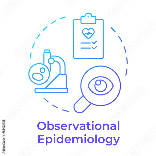 Observational epidemiology blue gradient concept icon. Medical research, analysis data. Round shape line illustration. Abstract idea. Graphic design. Easy to use in presentation, booklet