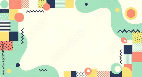 Abstract geometric background with memphis style elements and copy space