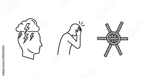 Mental health concepts stress despair and complexity a silhouette