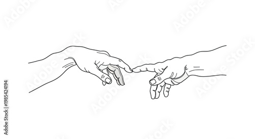 Two hands reaching for each other a famous artistic silhouette