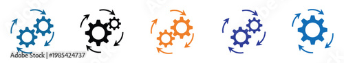 Gearwheels icon teamwork together concept vector, interlocking gears symbolizing collaboration and efficiency, mechanical partnership illustration, business process integration, modern minimal design