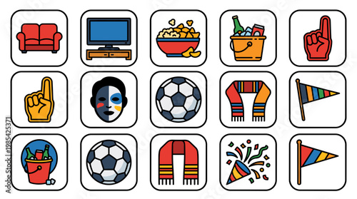Collection of colorful icons representing sports and recreational activities