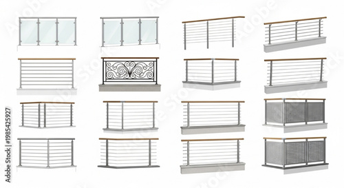 Detailed Architectural Fence Elevations with Modern Glass Inserts