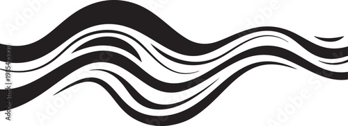 Black wave, abstract background, wavy lines, modern design element, vector graphics