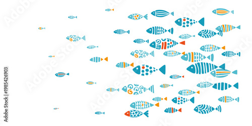 Fishes. Colony of swimming sea or aquarium fishes. 