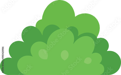 A vibrant green bushy plant illustration, symbolizing nature's lush greenery and tranquil outdoor scenery