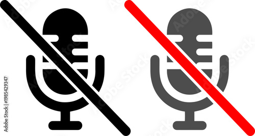 Microphone icons with prohibition signs indicating restriction or disallowance