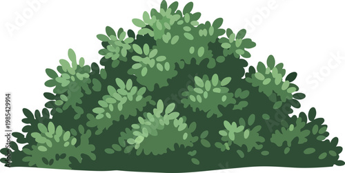 Illustration of a lush green bush with dense foliage, perfect for nature and garden designs